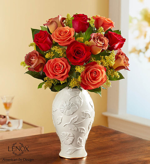 Autumn Sunset Bouquet in Lenox Vase